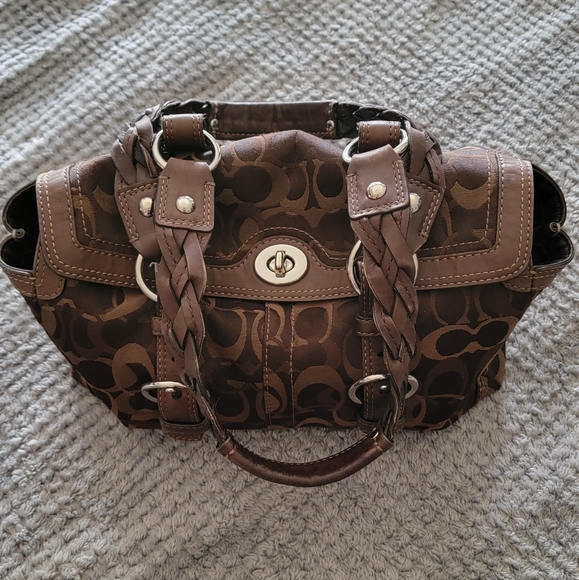 Coach Monogram Shoulder Tote Bag - Picture 1 of 5